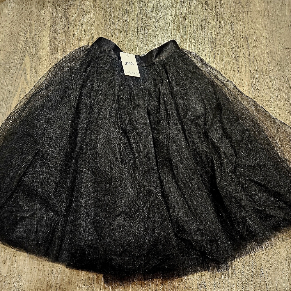 Space 46 Midi Black Tulle Skirt